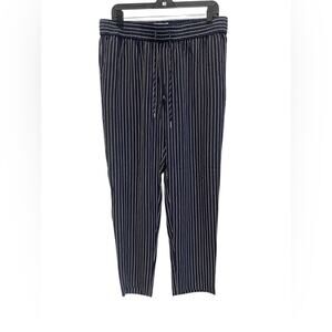 Equipment Navy Striped Silk pinstripe pants with a drawstring waist Size:L